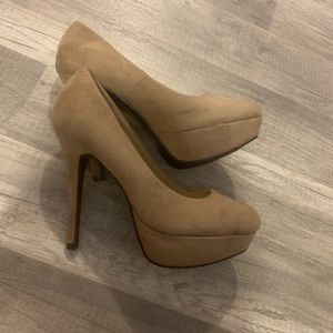 Faux Suede Camel Nude Heels